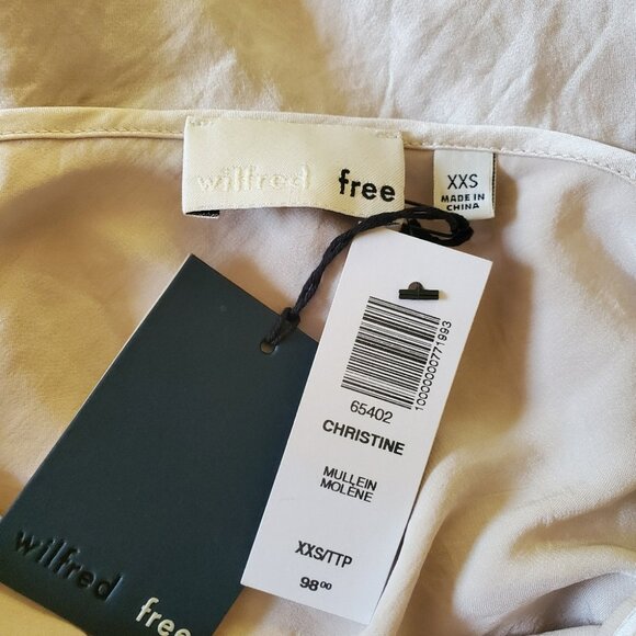 BNWT WILFRED FREE | Beige Midi V-Neck Spaghetti Strap Slip Dress (Size XXS) - Picture 8 of 9